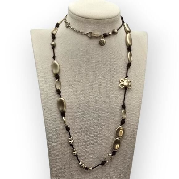 Bee and Flower Gold Tone Long Necklace Statement Beaded Jewelry 32” - Picture 4 of 8